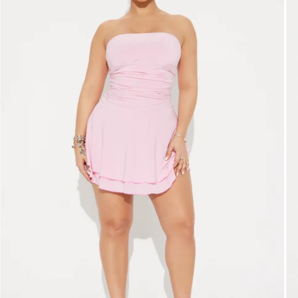Fashion Nova Pink Strapless Mini Dress